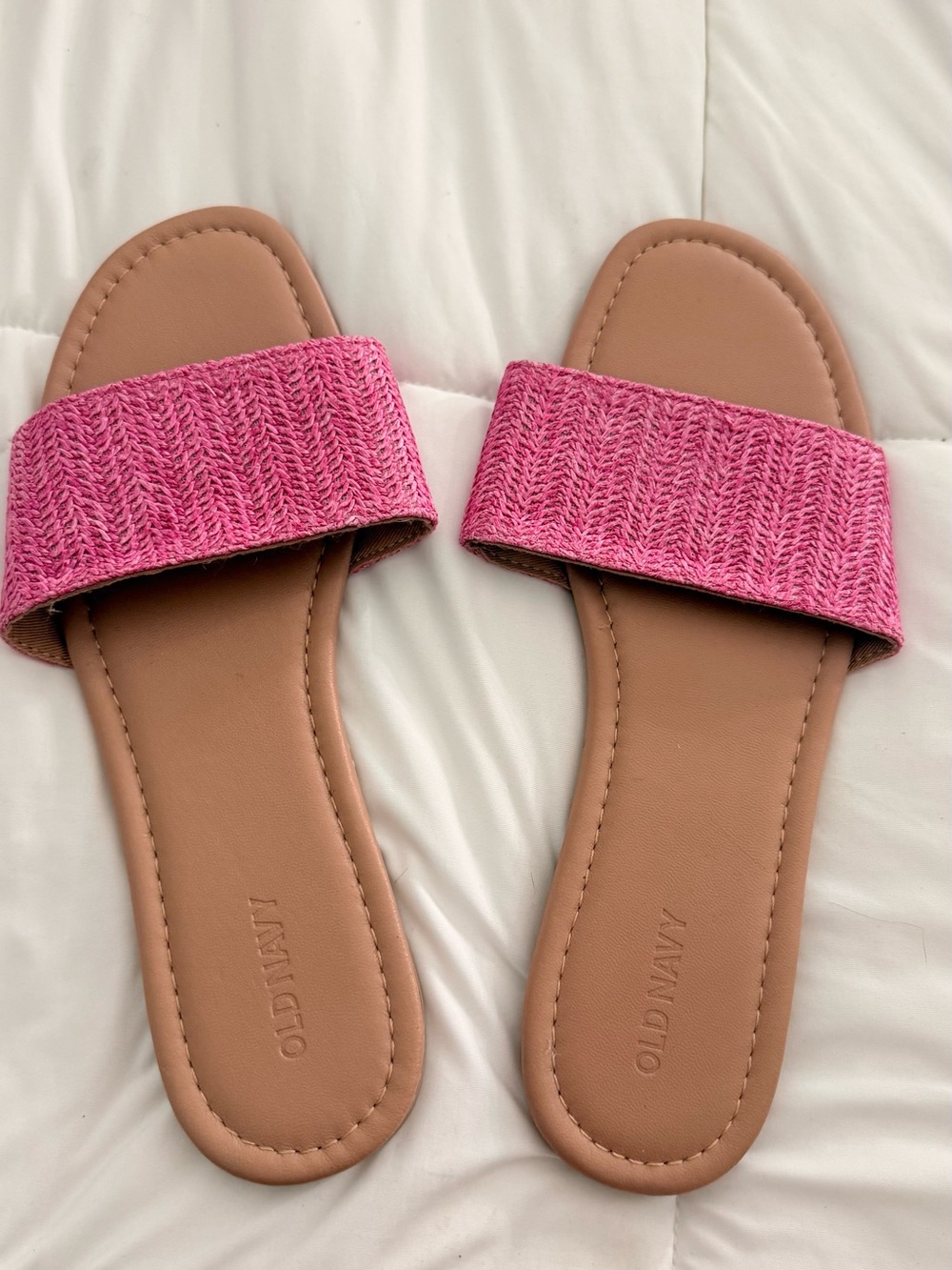 Old Navy Pink Woven Slide Sandals - Women
